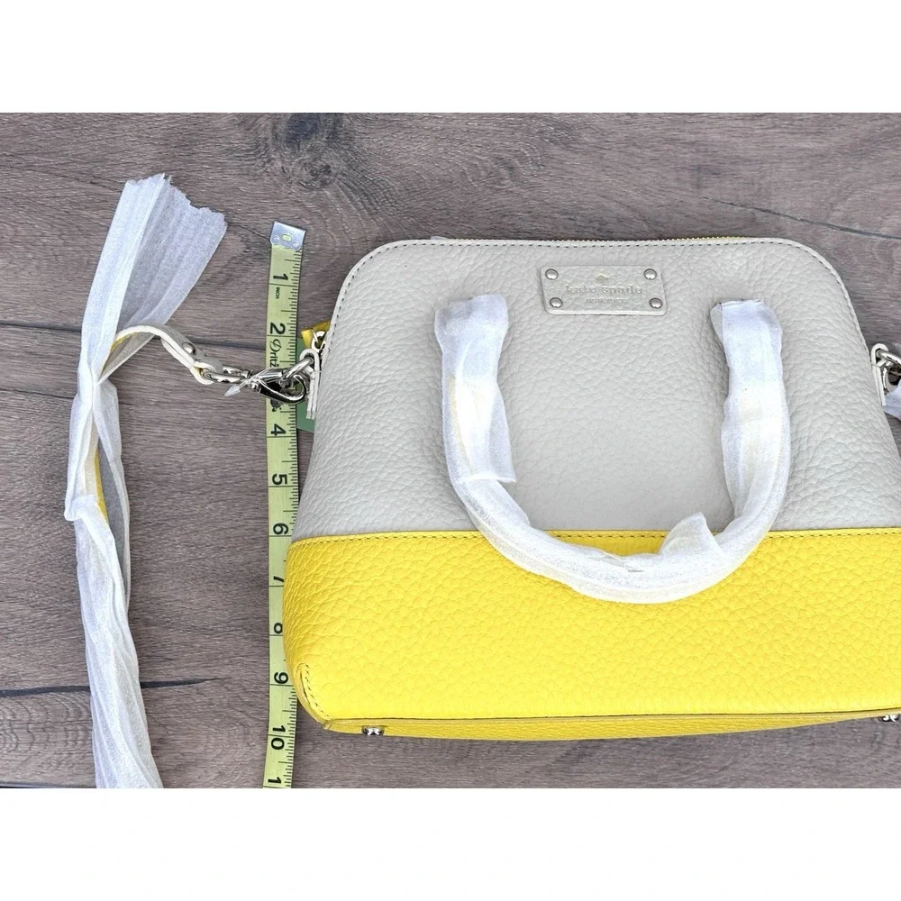 Kate Spade Grove Court Maise Pebbled Leather Satchel Crossbody Beige Yellow NWT